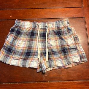 Large plaid pajama shorts